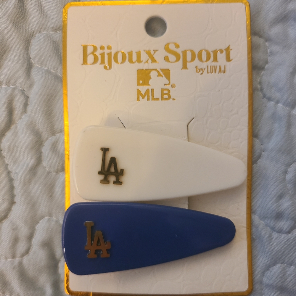 Bijoux Sport MLB LA Hair Clips - White & Blue